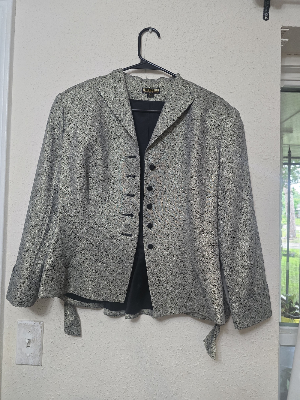 Vintage Escada Metallic Tweed Blazer Jacket in Silver-Gray